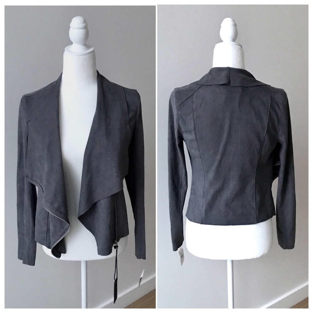 Gray suede drape jacket